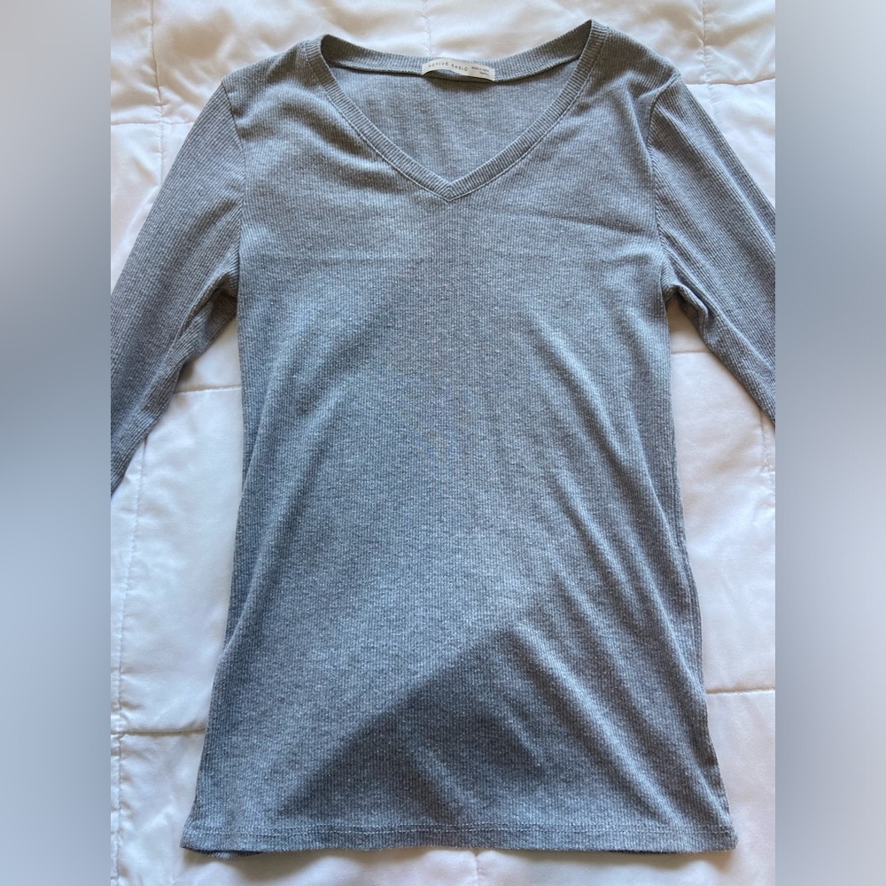 Gray Long sleeve basic top
